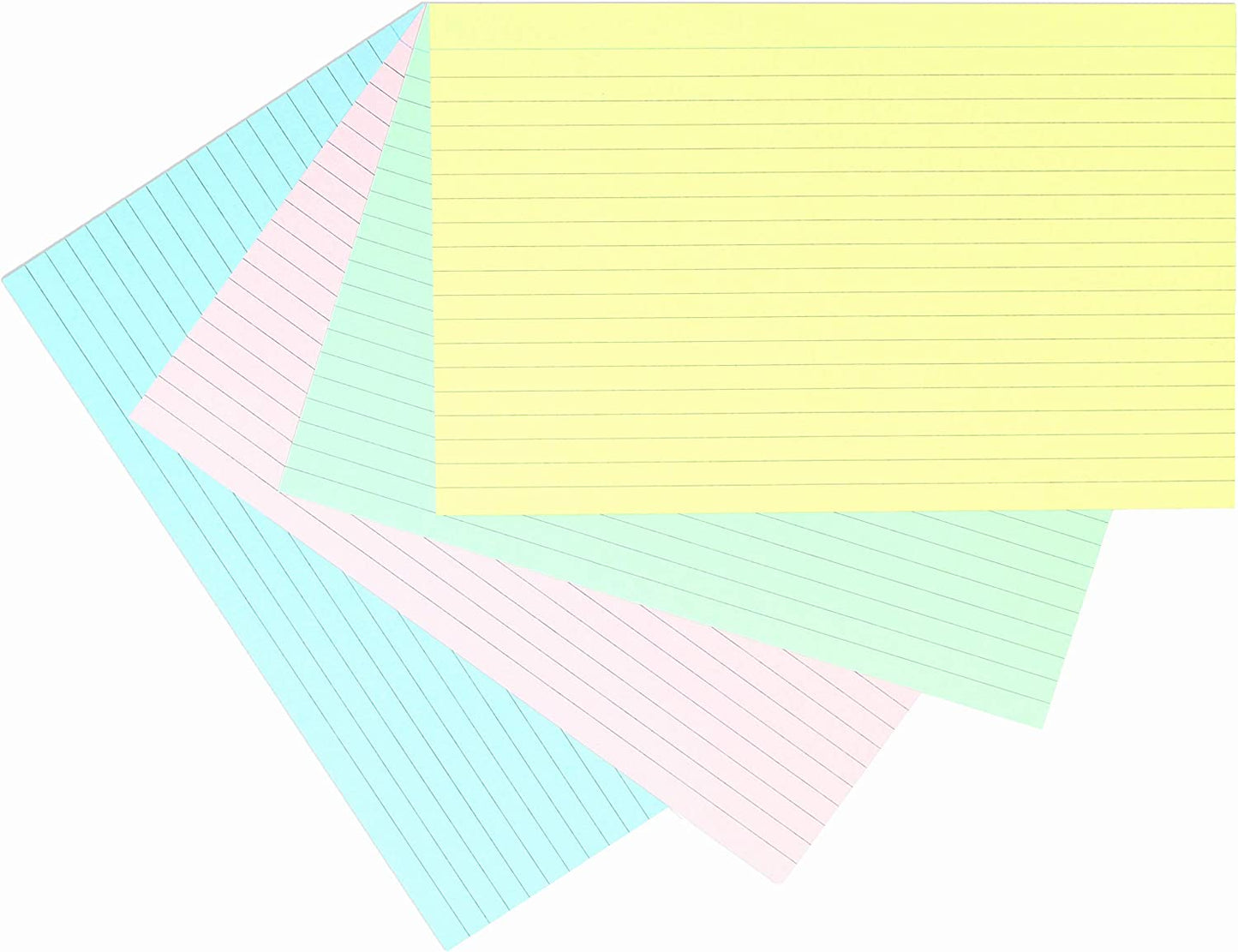 Pack of 100 Multi-Coloured Record Cards 8x5" (203 x 127mm)