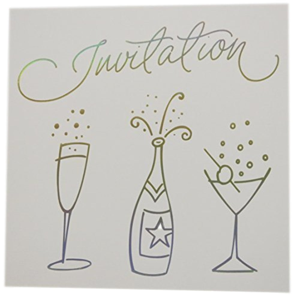 Champagne bottle design party invites pack of 6 cards and envelopes