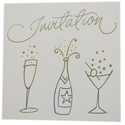 Champagne bottle design party invites pack of 6 cards and envelopes