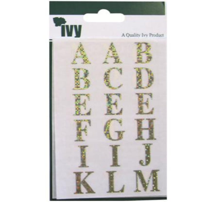 Pack of 36 A-Z Large Holographic Gold 23x18m Alphabet Stickers