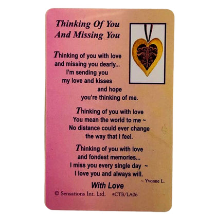 Thinking Of You And Miss You Sentimental Keepsake Wallet / Purse Card