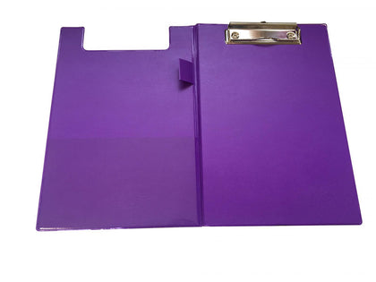 A5 Purple Foldover Clipboard with Pen Holder