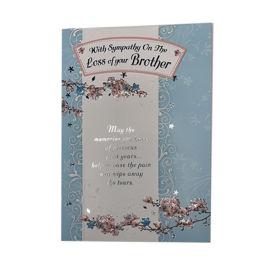With Sympathy On Loss of Your Brother Silver Foiled Card