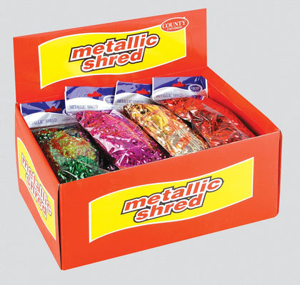 Box of 24 Assorted Colours 28g Metallic Shred