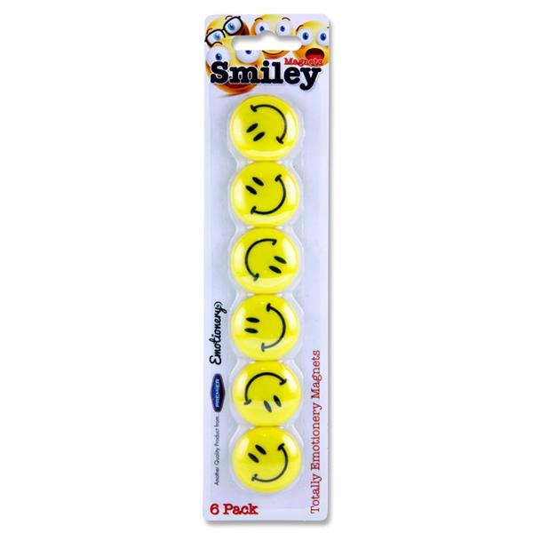Pack of 6 30mm Round Smiley Magnets by Emotionery