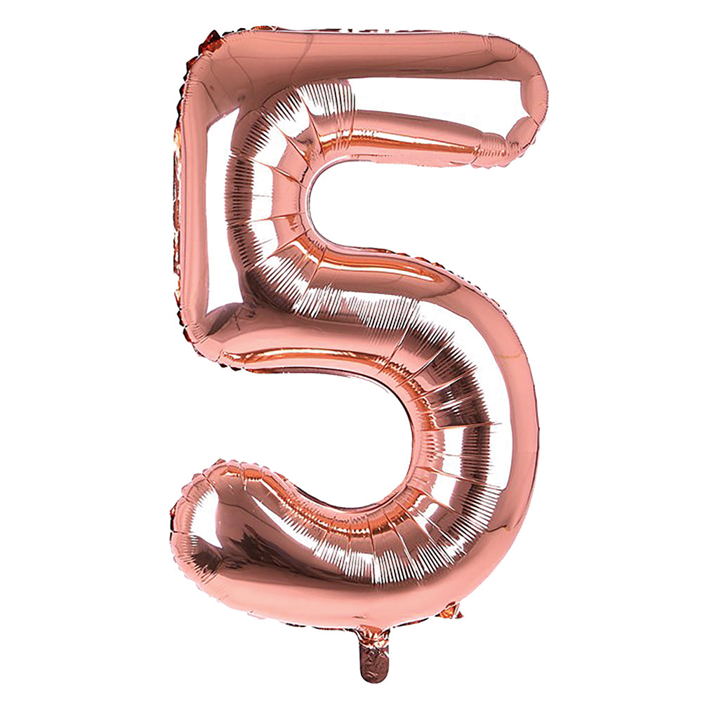 Giant Foil Rose Gold 5 Number Balloon