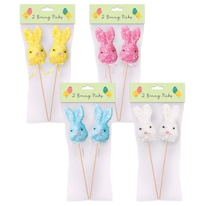 Pack of 2 Easter Bunny Pick Decorations