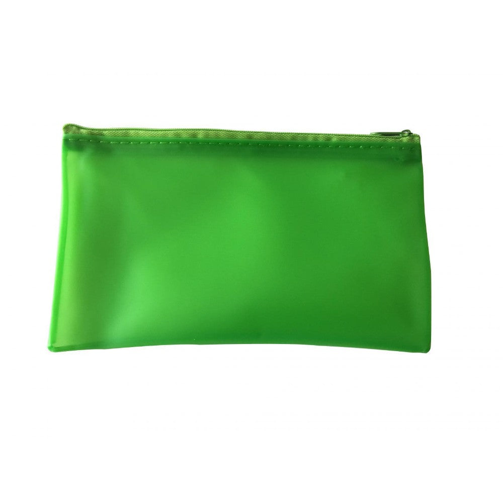 8x5" Frosted Green Pencil Case - See Through Exam Clear Translucent