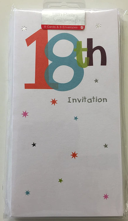 18th Birthday Party Invitations Pack of 8 White