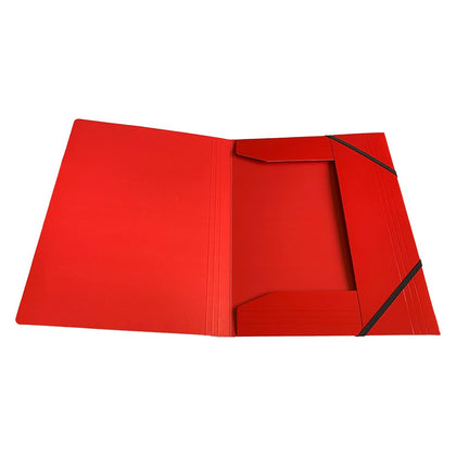 Janrax A4 Red Laminated Card 3 Flap Folder with Elastic Closure