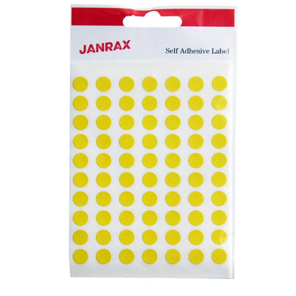 Pack of 560 Yellow 8mm Round Labels - Stickers