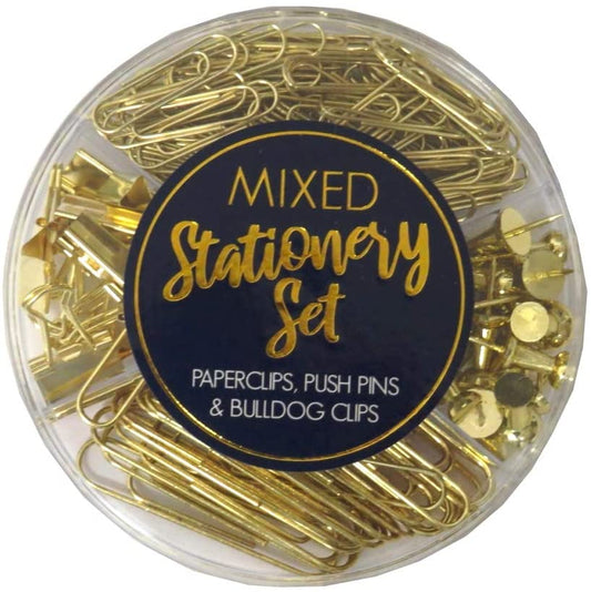 Gold Mixed Stationery Accessories Set From The Opulent Geo Collection