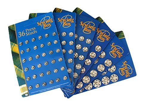 Card of 24 Nickel-plated Snap Fasteners/Press Studs Buttons (Randomly selected)