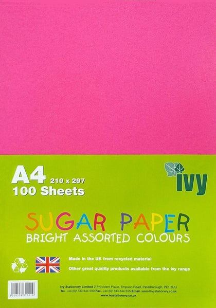 Pack of 100 A4 Multicoloured Sugar Paper