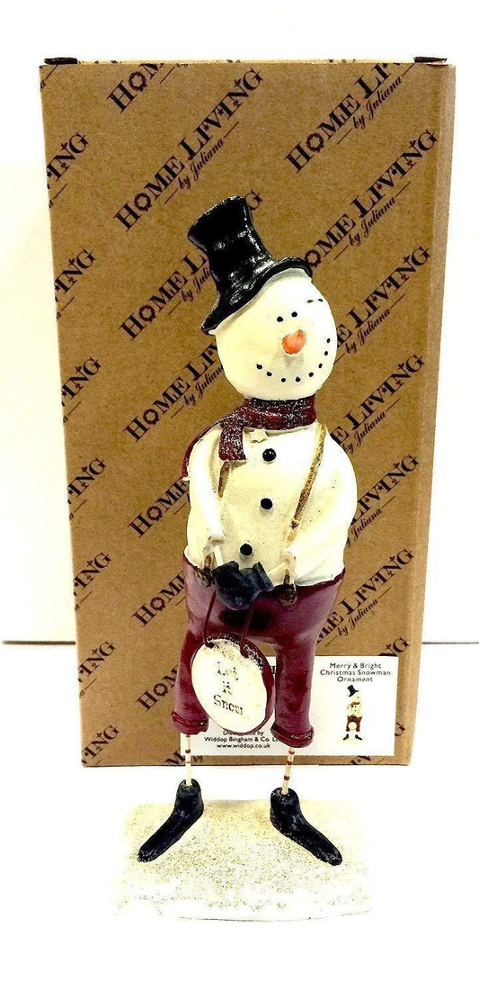 Merry & Bright Christmas Snowman 'Let It Snow' Statue Ornament