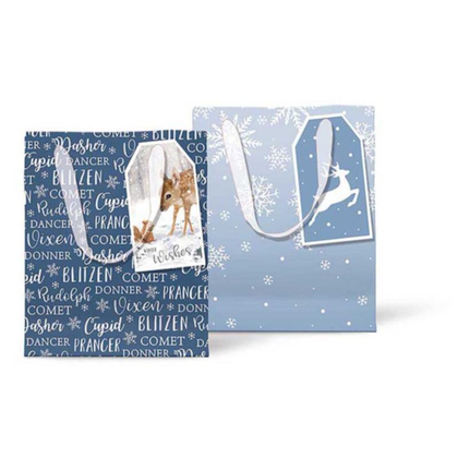 Lux Winter Wonderland Deer or Snowflake Design Large Christmas Bag