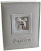 Juliana White Leatherette Album 'Baptism'. Holds 48 4" x 6" Photos