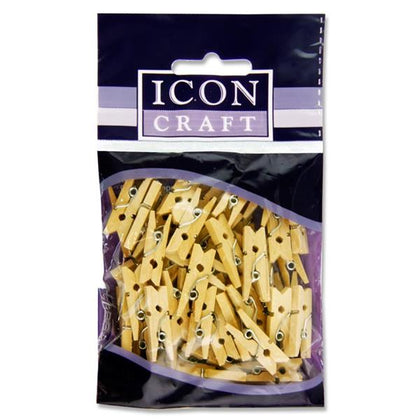 Pack of 50 Natural Mini Clothes Pegs by Icon Craft