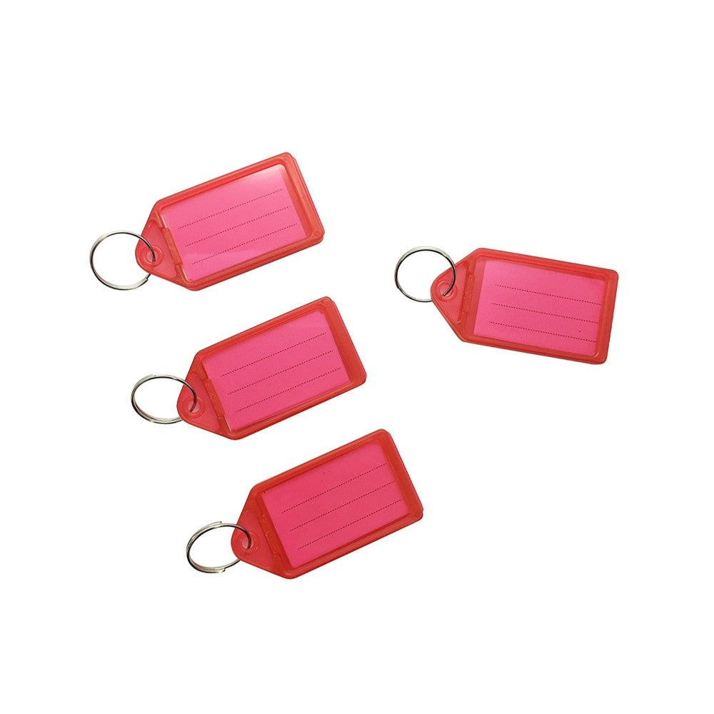 Pack of 50 Large Red Identity Tag Key Rings - Sliding Fob Keyrings Col ...