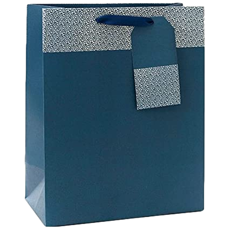 Blue And Silver Foil Design Large Gift Bag Father's Day, Birthday, Or Christmas