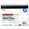 Pack of 50 6"x4" Spiral Ruled White Index Cards by Premier Office