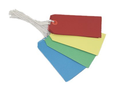 Pack of 10 Large Tie on Luggage label 60 x 120mm assorted Colours