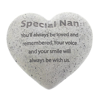Graveside Memorial Heart Plaque Stone Effect 'Special Nan'