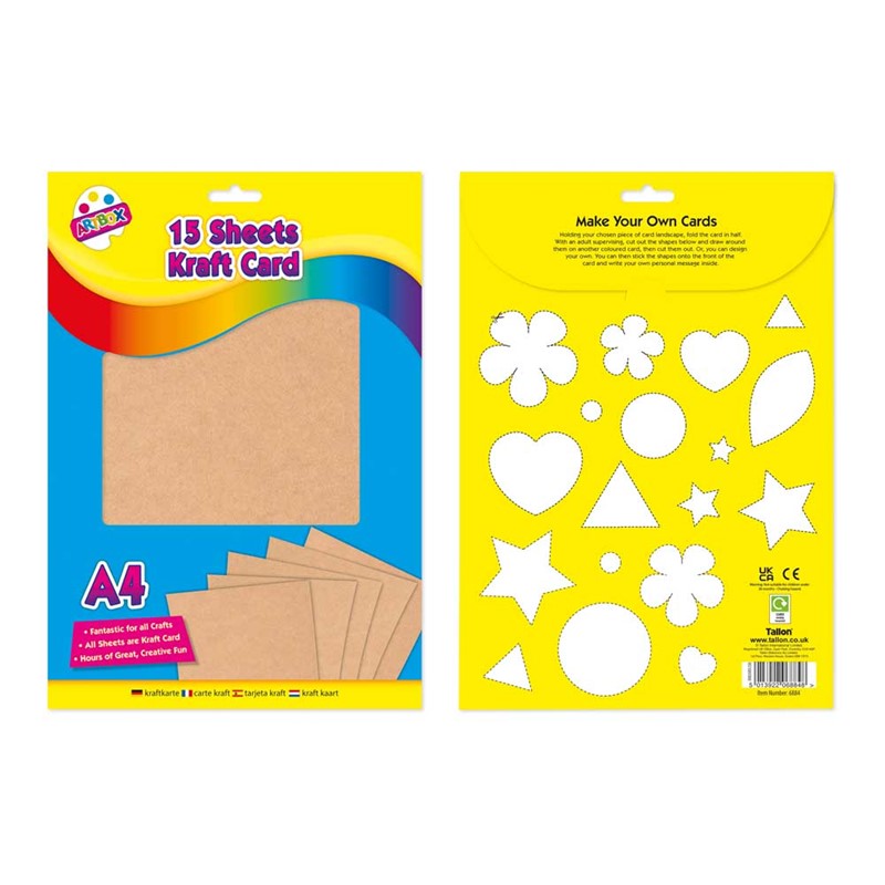 Pack of 15 A4 Kraft Card Sheets