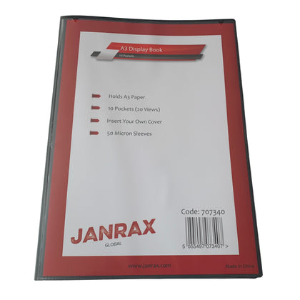 Pack of 6 A3 Presentation Display Books 10 Pockets (20 Views) by Janrax