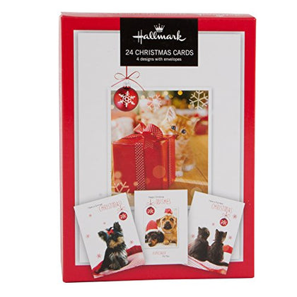 Pack Of 24 Christmas Cards 4 Designs With Envelopes