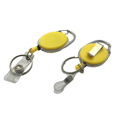Yellow Solid Key Reel with Keyring & ID Card Badge Holder