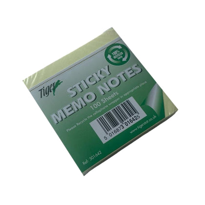 Pack of 100 Sticky Memo Notes 100% Recycled Paper