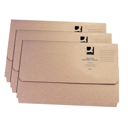 Pack of 50 Q-Connect Foolscap Buff Document Wallets