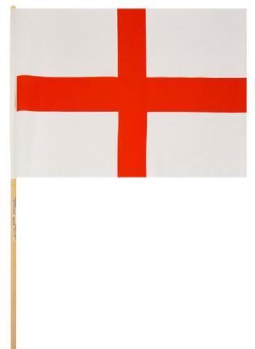 Pack of 12 St George Nylon Hand Flag with 62cm Wood Stick England
