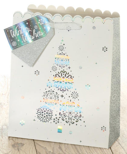 Ice Sparkle Christmas Tree Design Medium Gift Bag