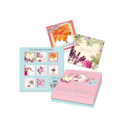 8 Mixed Floral Birthday Cards