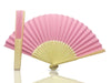 Pink Paper Hand Held Bamboo and Wooden Fan