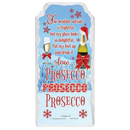 Prosecco Christmas Design Hanging Plaque