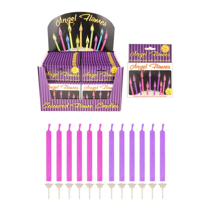 Pack of 12 Pink and Purple Colour Angel Flames Candles