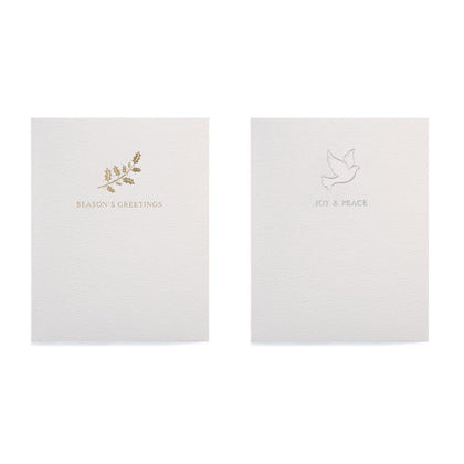 Pack of 10 Holly or Dove Design Christmas Luxury Portrait Greeting Card