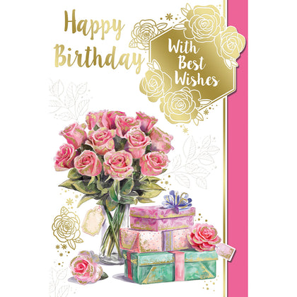 Happy Birthday With Best Wishes Open Female Birthday Celebrity Style Greeting Card