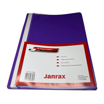 Pack of 12 Purple A4 Project Folders by Janrax