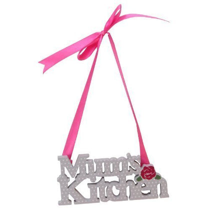 Mums Kitchen Lilac and polka dot hanging plaque