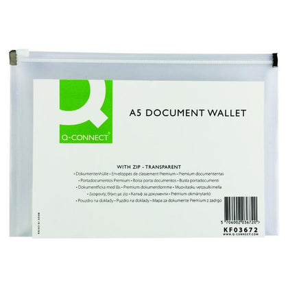Document Zip Wallet A5 Transparent (Pack of 10)