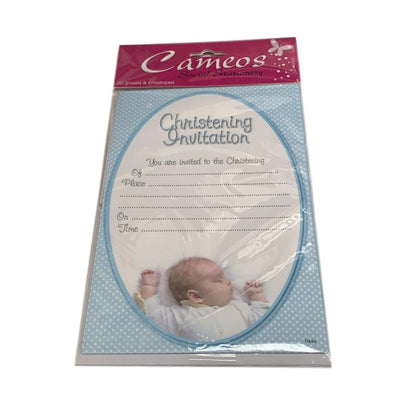 Pack of 20 Boy Christening Invitations with Envelopes by Cameos