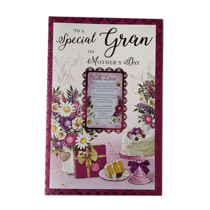 To a Special Gran Cake And Flowers Design Mother's Day Card