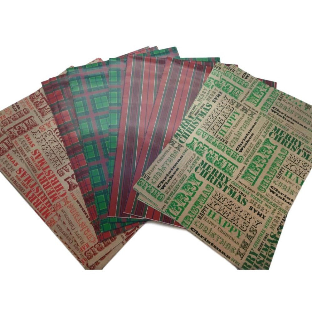 10 Sheet of Mix Designer Soft touch Foiled Christmas Design Gift Wrapping Paper