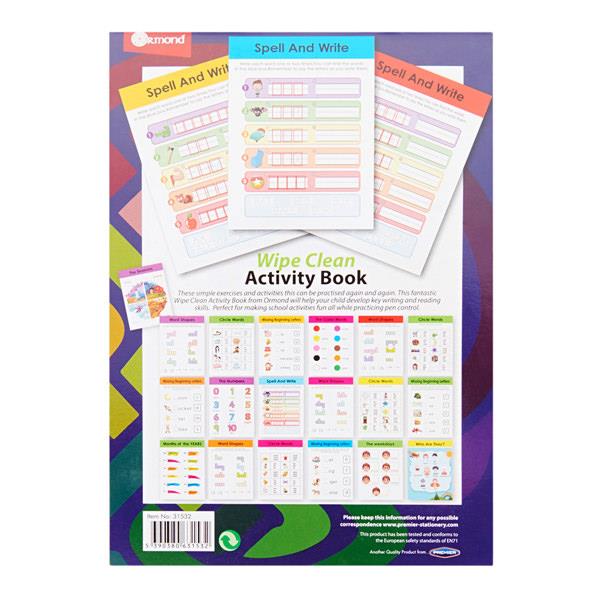 A5 22 Pages Wipe Clean Activity Spell Book With Pen by Ormond