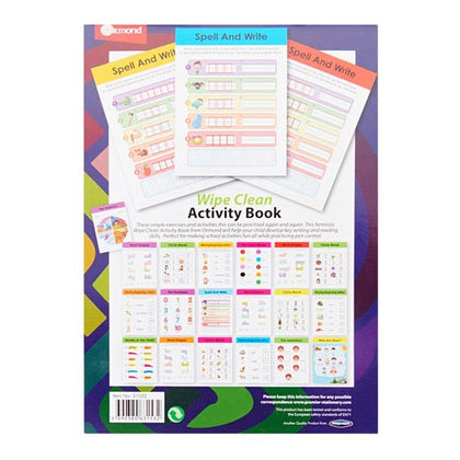 A5 22 Pages Wipe Clean Activity Spell Book With Pen by Ormond