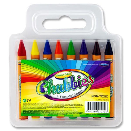 Pack of 8 Super Jumbo Chubby Crayons by World of Colour